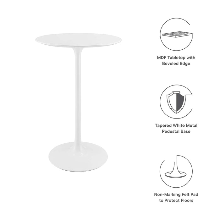 Modway Lippa Round Wood Bar Table Living Room Furniture in Brown - Side View
