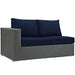Sojourn Outdoor Patio Sunbrella® Left Arm Loveseat - in lifestyle setting