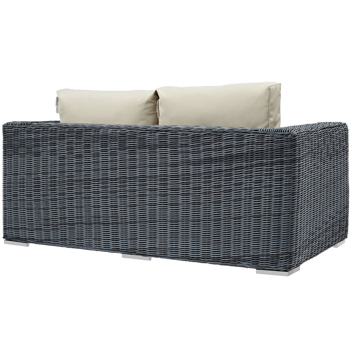 Summon Outdoor Patio Sunbrella® Loveseat - in lifestyle setting