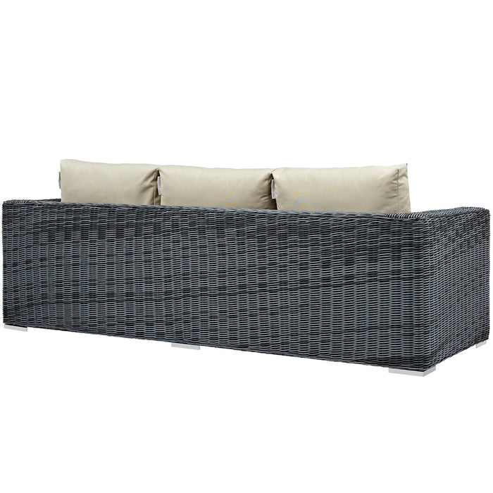 Summon Outdoor Patio Sunbrella® Sofa - in lifestyle setting