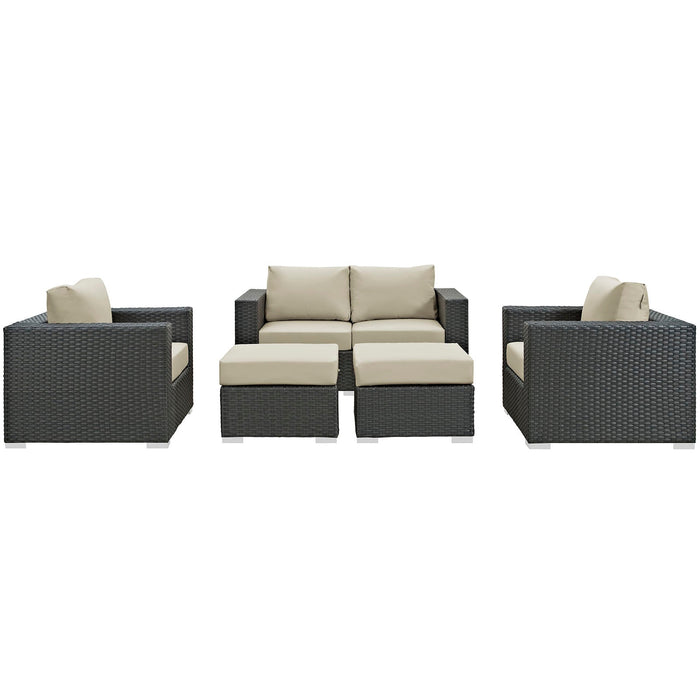 Modway Sojourn 5 Piece Outdoor Patio Sunbrella® Sectional Set - Dimensions