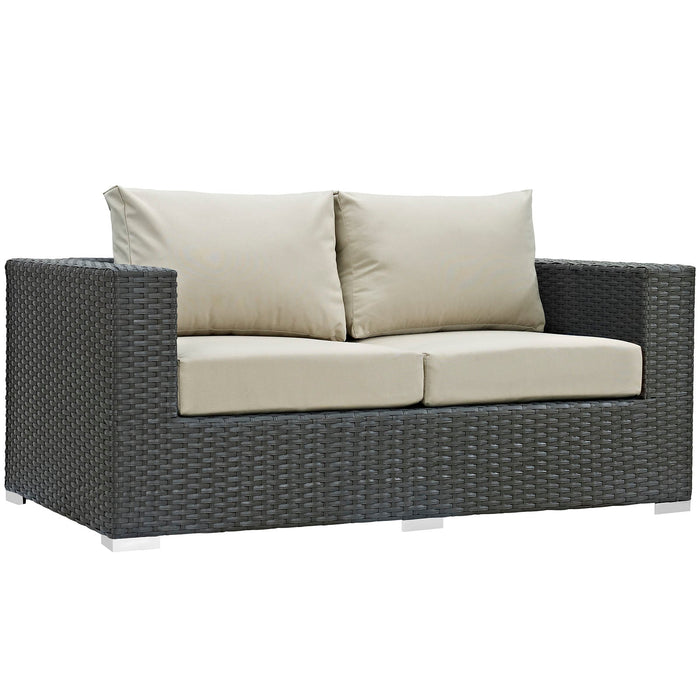 Modway Sojourn 5 Piece Outdoor Patio Sunbrella® Sectional Set in Brown - Detail View