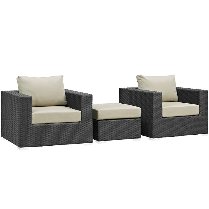 Modway Sojourn 3 Piece Outdoor Patio Sunbrella® Sectional Set in Blue - Detail View