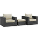 Modway Sojourn 3 Piece Outdoor Patio Sunbrella® Sectional Set in Blue - Detail View