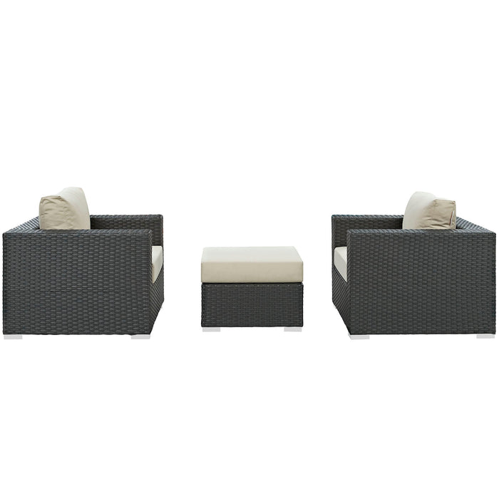 Modway Sojourn 3 Piece Outdoor Patio Sunbrella® Sectional Set - Lifestyle View