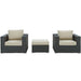 Modway Sojourn 3 Piece Outdoor Patio Sunbrella® Sectional Set - Dimensions