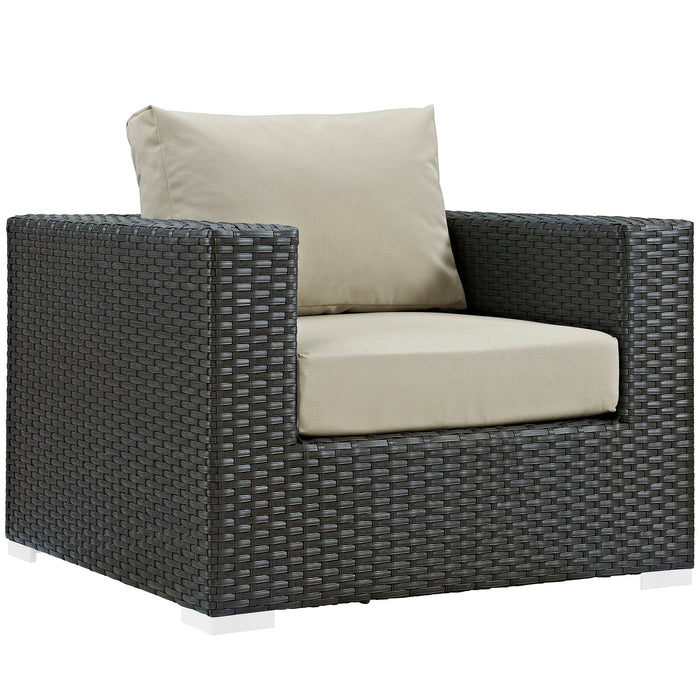 Modway Sojourn 3 Piece Outdoor Patio Sunbrella® Sectional Set in Blue - Side View