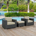 Modway Sojourn 3 Piece Outdoor Patio Sunbrella® Sectional Set in Blue