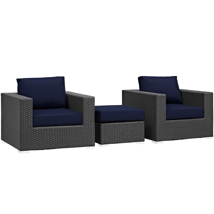 Modway Sojourn 3 Piece Outdoor Patio Sunbrella® Sectional Set - Installation View