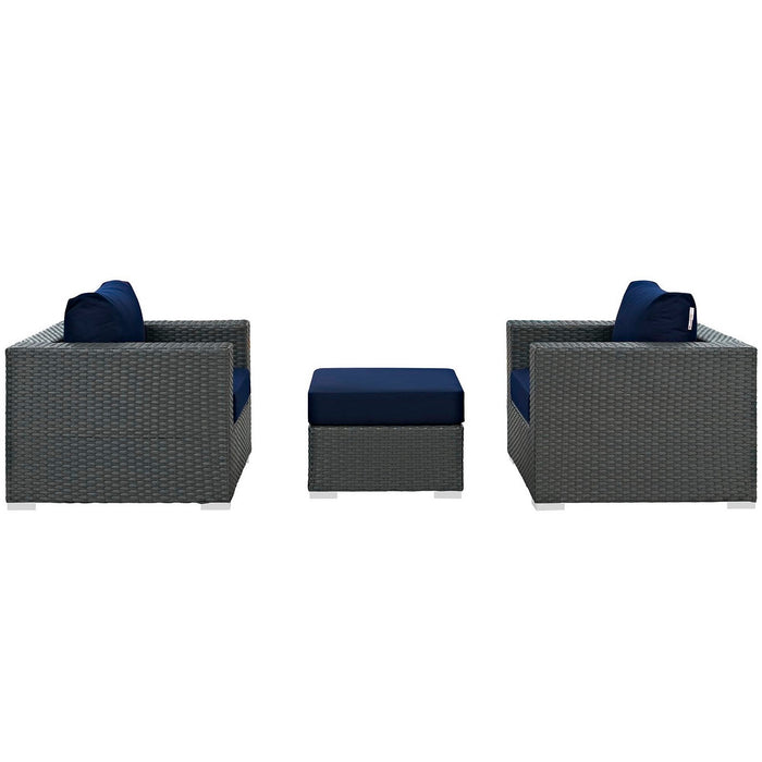 Modway Sojourn 3 Piece Outdoor Patio Sunbrella® Sectional Set - View 11