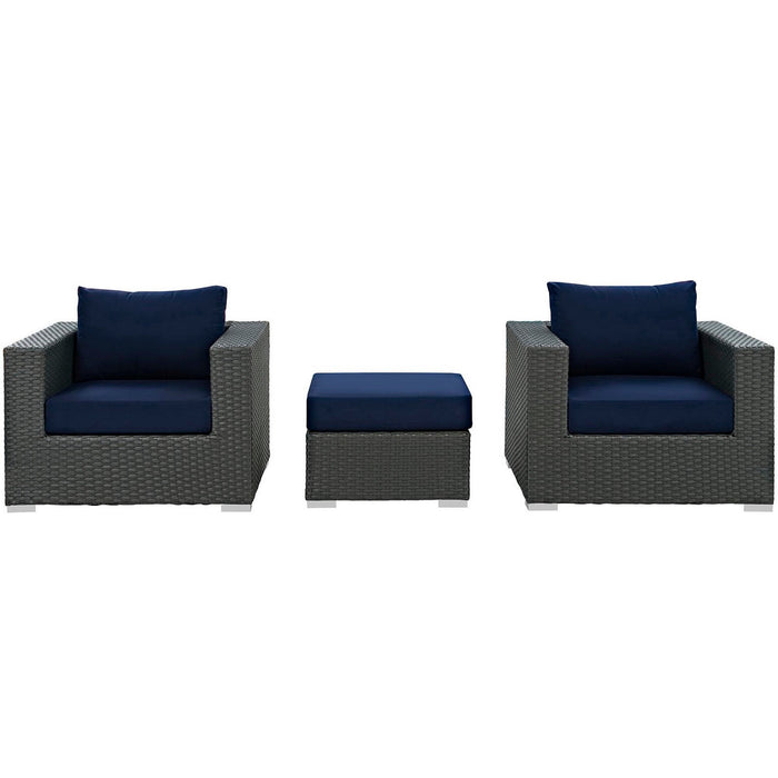 Modway Sojourn 3 Piece Outdoor Patio Sunbrella® Sectional Set - View 12