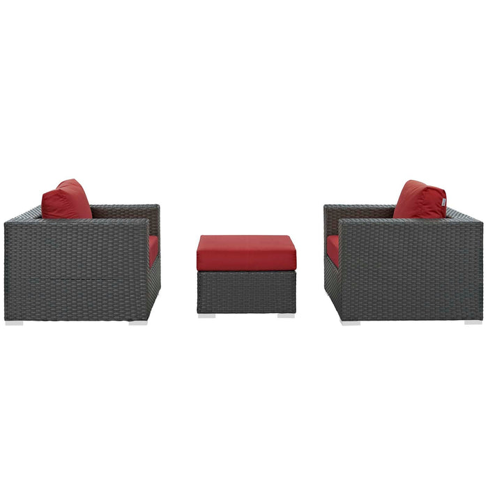 Modway Sojourn 3 Piece Outdoor Patio Sunbrella® Sectional Set - View 17