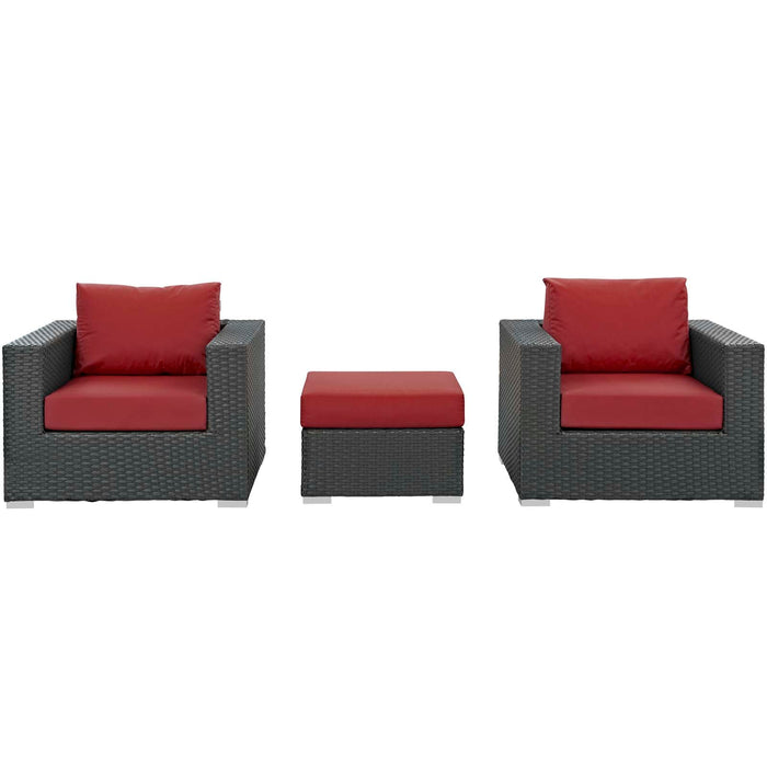 Modway Sojourn 3 Piece Outdoor Patio Sunbrella® Sectional Set - View 18