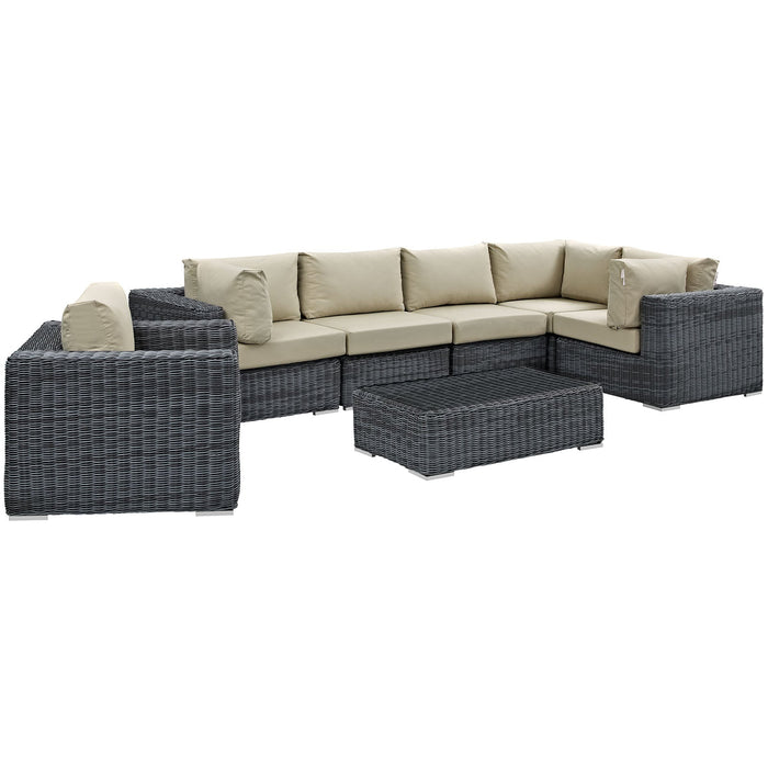 Modway Summon 7 Piece Outdoor Patio Sunbrella® Sectional Set - View 11