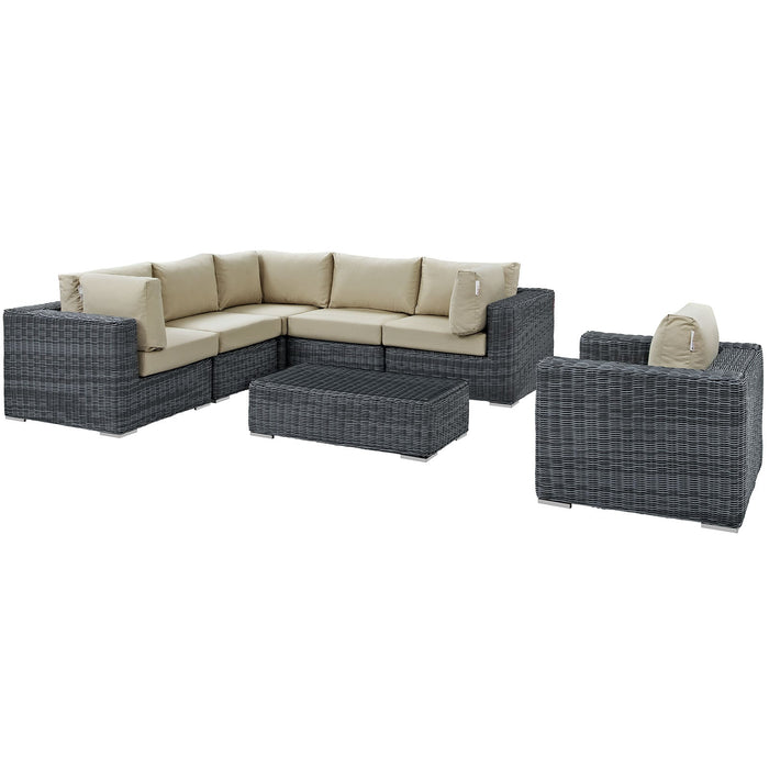 Modway Summon 7 Piece Outdoor Patio Sunbrella® Sectional Set - View 12