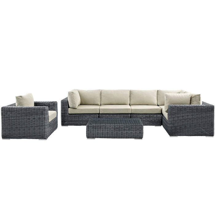 Modway Summon 7 Piece Outdoor Patio Sunbrella® Sectional Set - View 18