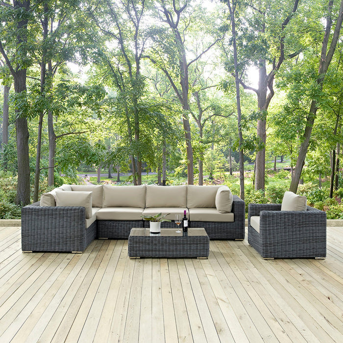 Modway Summon 7 Piece Outdoor Patio Sunbrella® Sectional Set - View 10