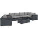Modway Summon 7 Piece Outdoor Patio Sunbrella® Sectional Set in Blue