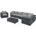 Modway Summon 7 Piece Outdoor Patio Sunbrella® Sectional Set in Blue - Side View