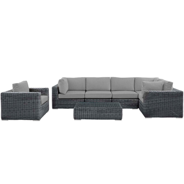 Modway Summon 7 Piece Outdoor Patio Sunbrella® Sectional Set - View 9