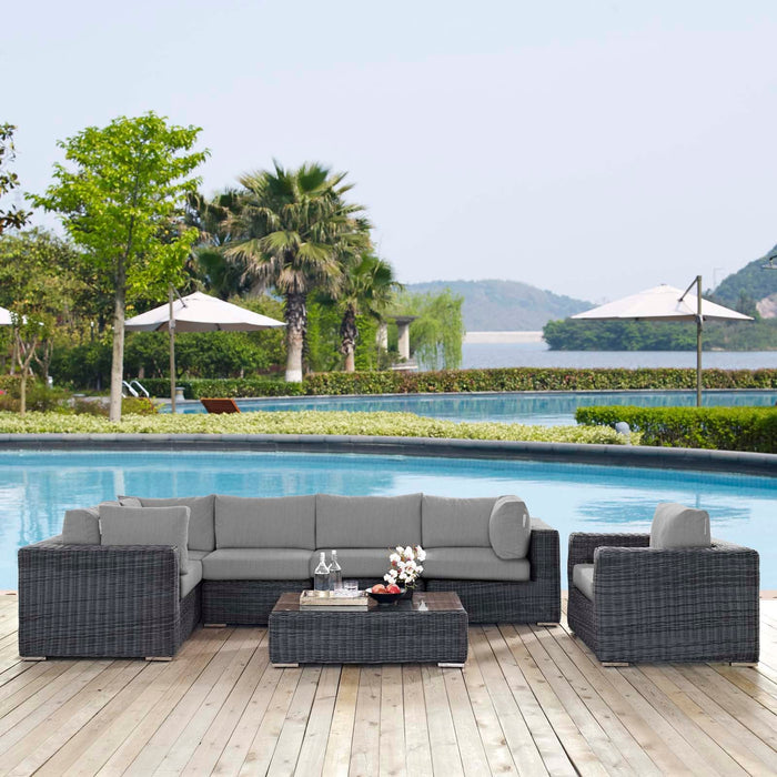Modway Summon 7 Piece Outdoor Patio Sunbrella® Sectional Set - Close-Up
