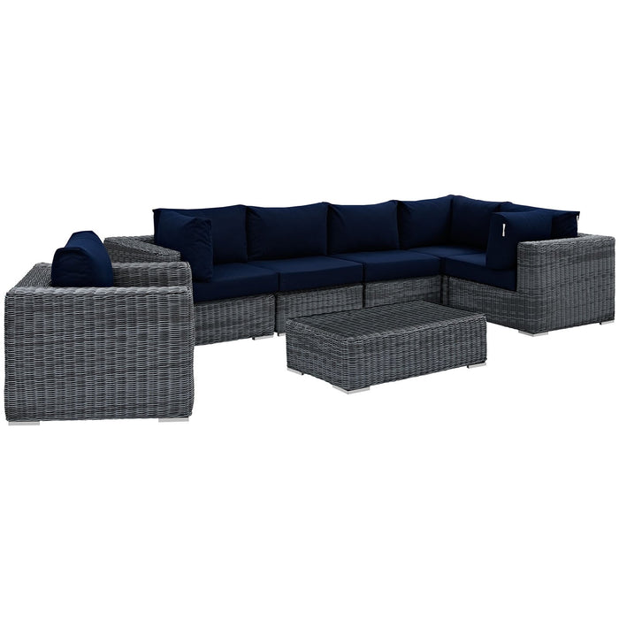 Modway Summon 7 Piece Outdoor Patio Sunbrella® Sectional Set - View 19