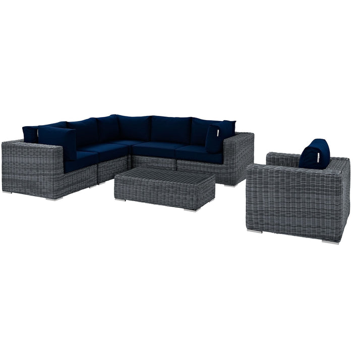 Modway Summon 7 Piece Outdoor Patio Sunbrella® Sectional Set - View 20