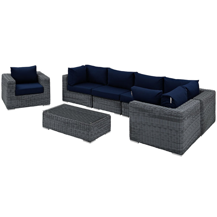 Modway Summon 7 Piece Outdoor Patio Sunbrella® Sectional Set - View 21