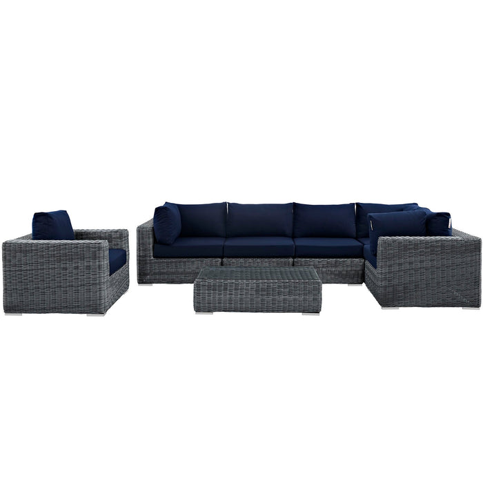 Modway Summon 7 Piece Outdoor Patio Sunbrella® Sectional Set - View 26