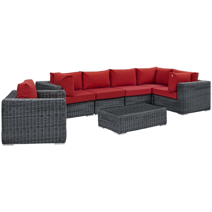 Modway Summon 7 Piece Outdoor Patio Sunbrella® Sectional Set - View 28