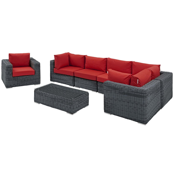 Modway Summon 7 Piece Outdoor Patio Sunbrella® Sectional Set - View 29