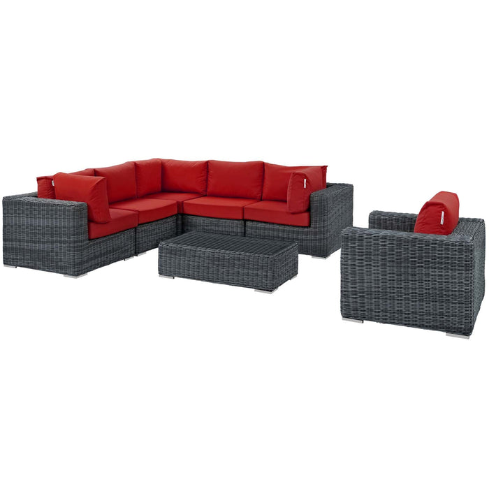 Modway Summon 7 Piece Outdoor Patio Sunbrella® Sectional Set - View 30