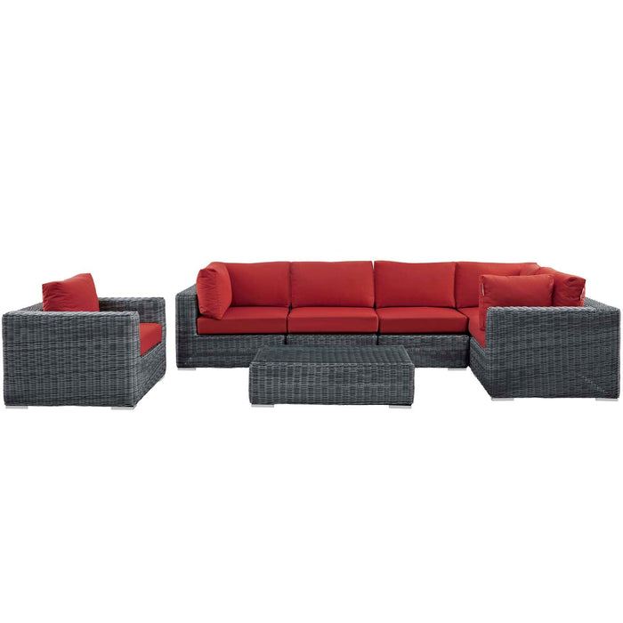 Modway Summon 7 Piece Outdoor Patio Sunbrella® Sectional Set - View 31