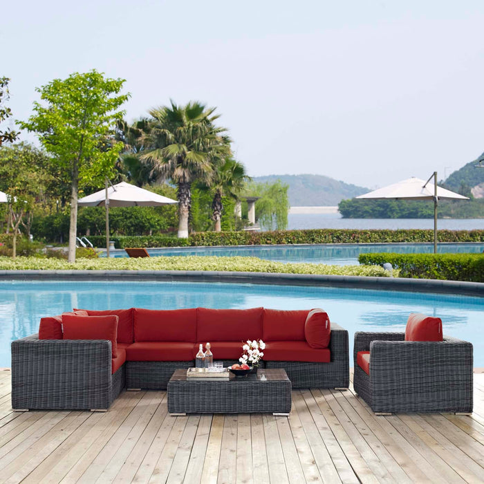Modway Summon 7 Piece Outdoor Patio Sunbrella® Sectional Set - View 27