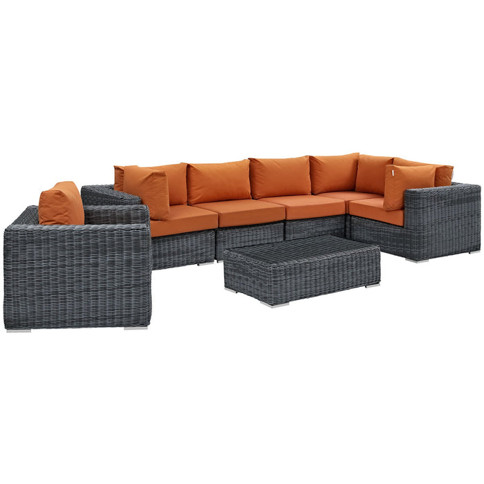 Modway Summon 7 Piece Outdoor Patio Sunbrella® Sectional Set - View 37