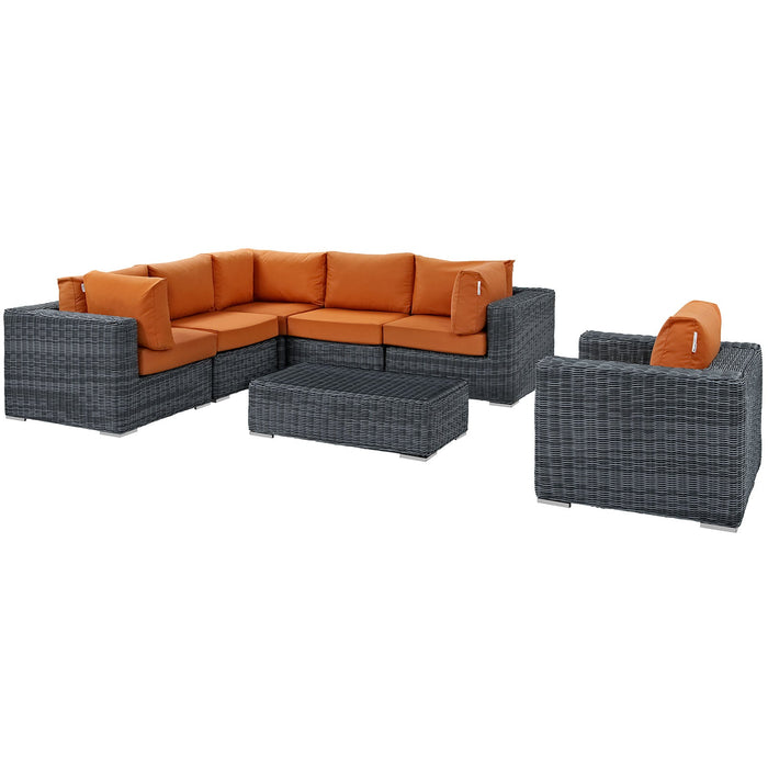 Modway Summon 7 Piece Outdoor Patio Sunbrella® Sectional Set - View 38