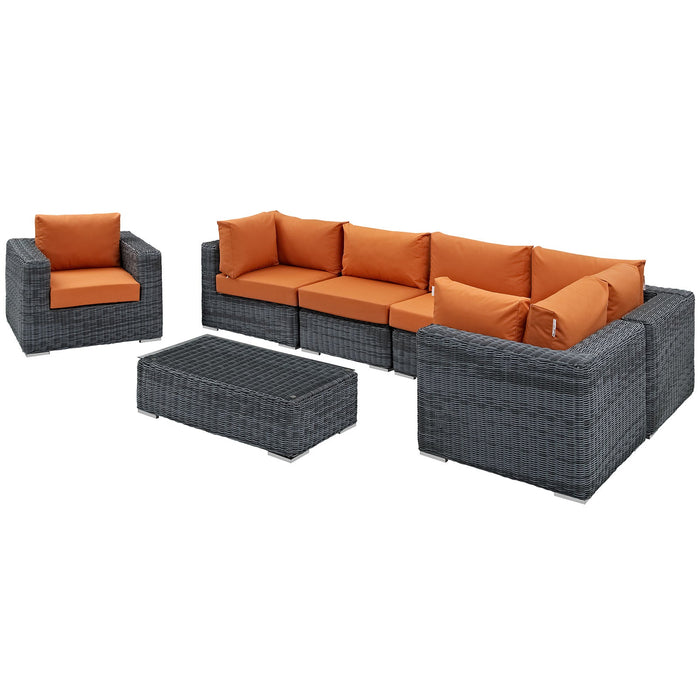 Modway Summon 7 Piece Outdoor Patio Sunbrella® Sectional Set - View 39