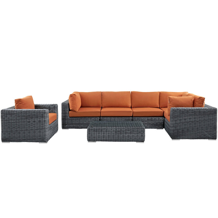 Modway Summon 7 Piece Outdoor Patio Sunbrella® Sectional Set - View 44