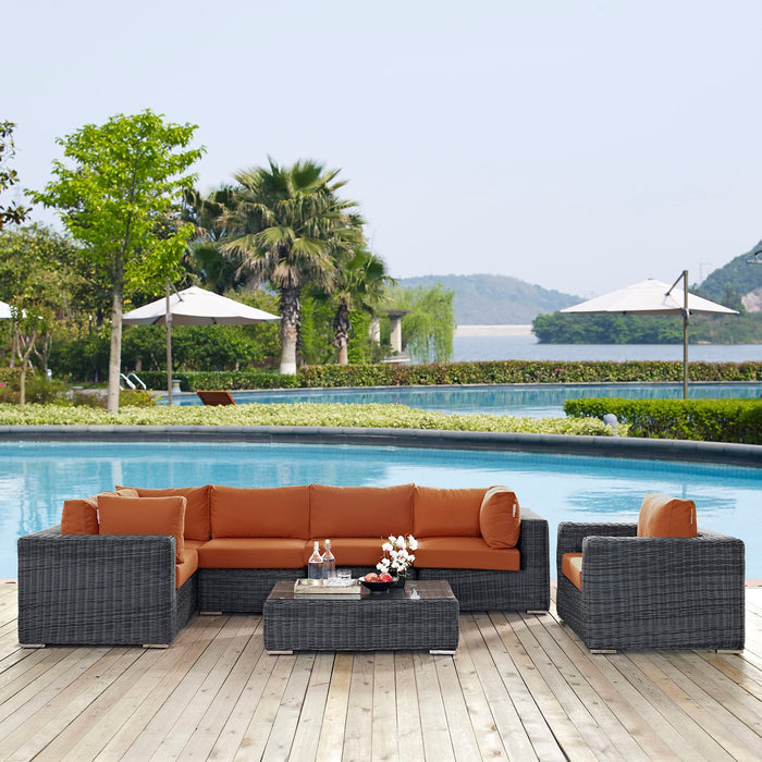 Modway Summon 7 Piece Outdoor Patio Sunbrella® Sectional Set - View 36