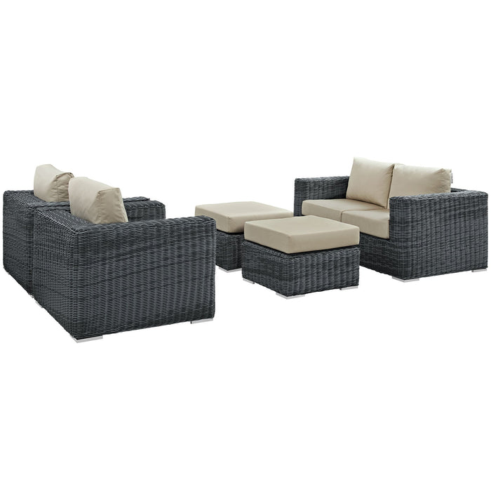 Summon 5 Piece Outdoor Patio Sunbrella® Sectional Set by Modway - angle view