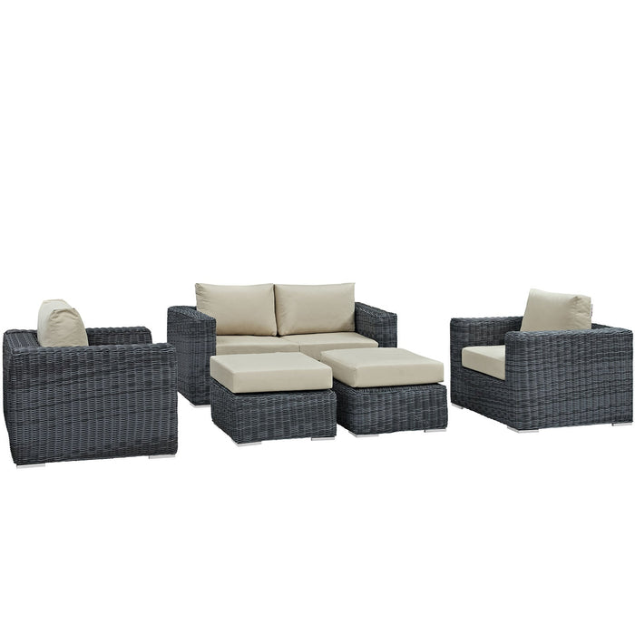 Summon 5 Piece Outdoor Patio Sunbrella® Sectional Set by Modway - detail close-up