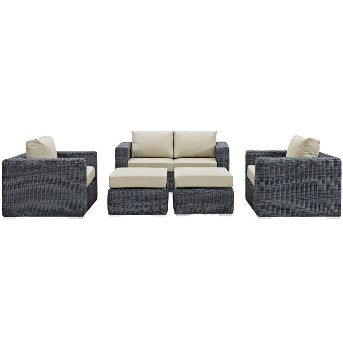 Summon 5 Piece Outdoor Patio Sunbrella® Sectional Set by Modway - alternate view
