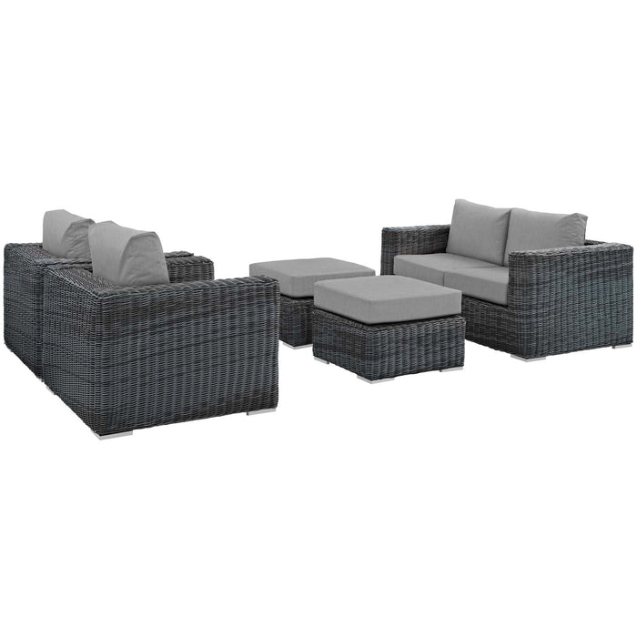 Summon 5 Piece Outdoor Patio Sunbrella® Sectional Set by Modway - control panel detail