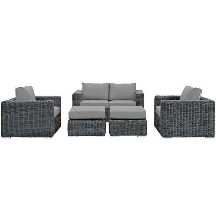 Summon 5 Piece Outdoor Patio Sunbrella® Sectional Set by Modway - view 16
