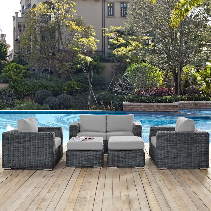 Summon 5 Piece Outdoor Patio Sunbrella® Sectional Set by Modway - feature highlight