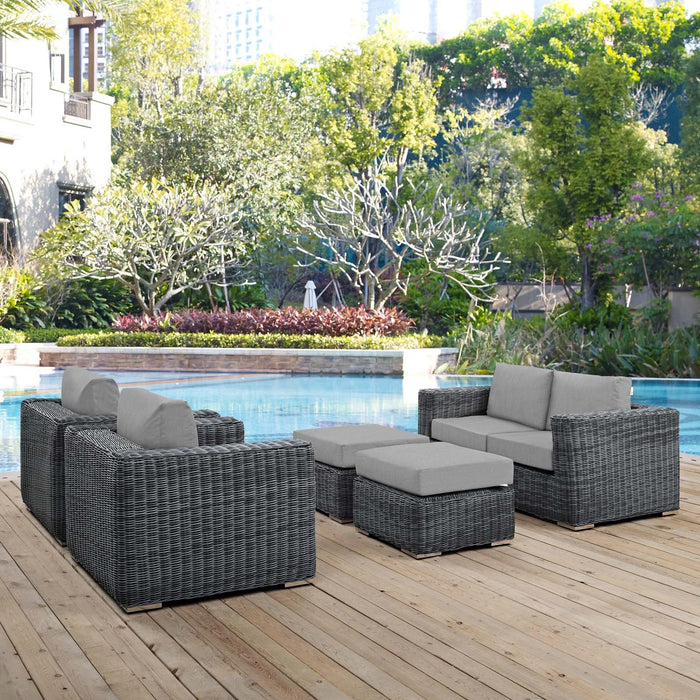 Summon 5 Piece Outdoor Patio Sunbrella® Sectional Set by Modway - interior view