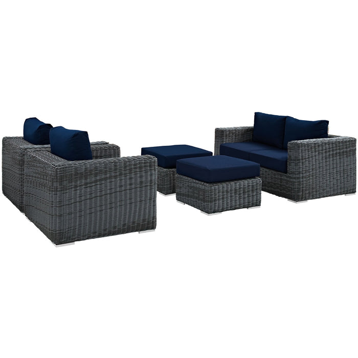 Summon 5 Piece Outdoor Patio Sunbrella® Sectional Set by Modway - view 18