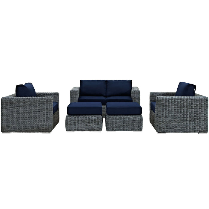 Summon 5 Piece Outdoor Patio Sunbrella® Sectional Set by Modway - view 24