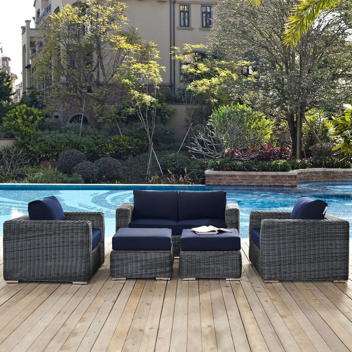 Summon 5 Piece Outdoor Patio Sunbrella® Sectional Set by Modway - view 19