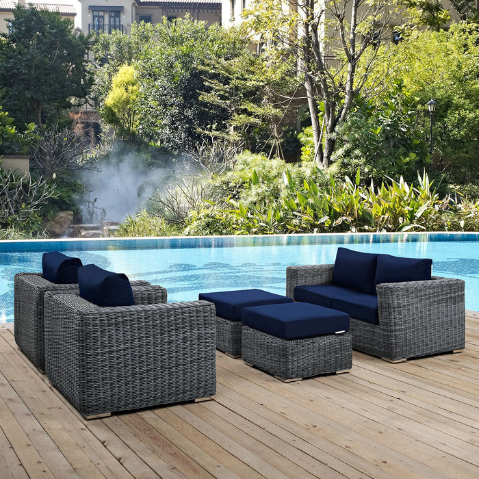 Summon 5 Piece Outdoor Patio Sunbrella® Sectional Set by Modway - view 17